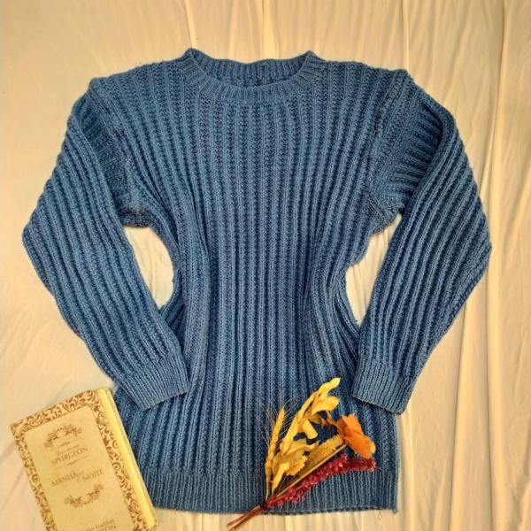 Suéter Azul Longo - Requinte Brechó